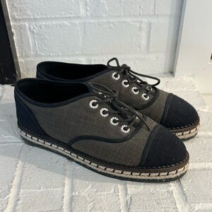 Chanel Canvas Pearl CC Espadrille Oxfords